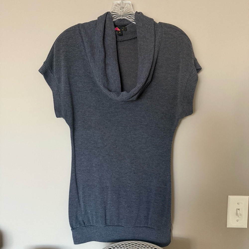 Forever 21 Grey Cowl Neck Tunic Sweater Medium